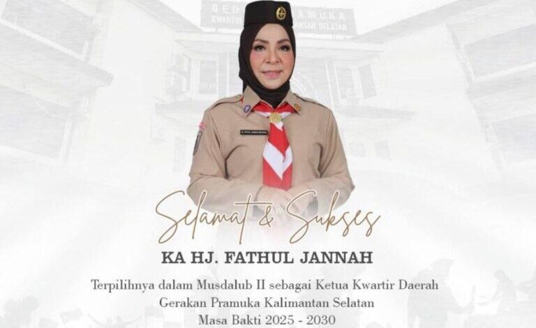 Fathul Jannah Muhidin Resmi Pimpin Kwarda Pramuka Kalsel Periode 2025–2026
