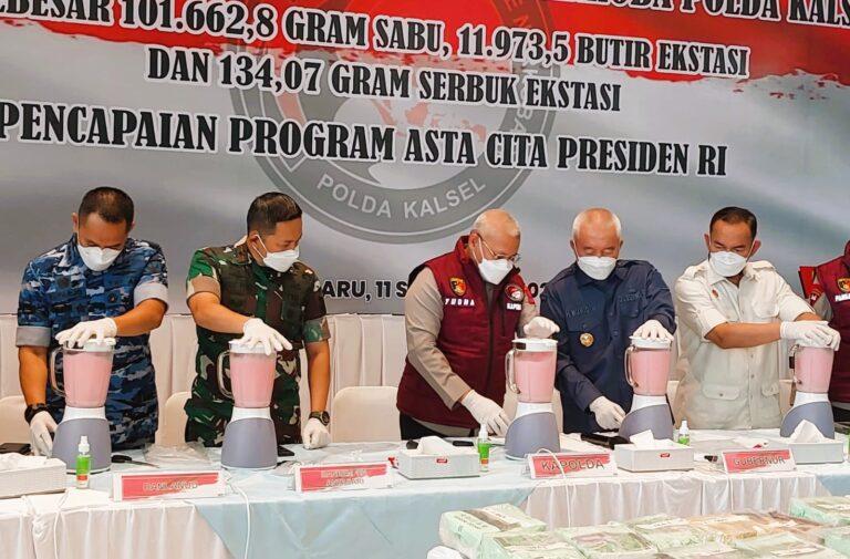 Polda Kalsel Musnahkan Narkoba Senilai Rp110 Miliar, 60 Tersangka Diamankan Termasuk Jaringan Fredy Pratama