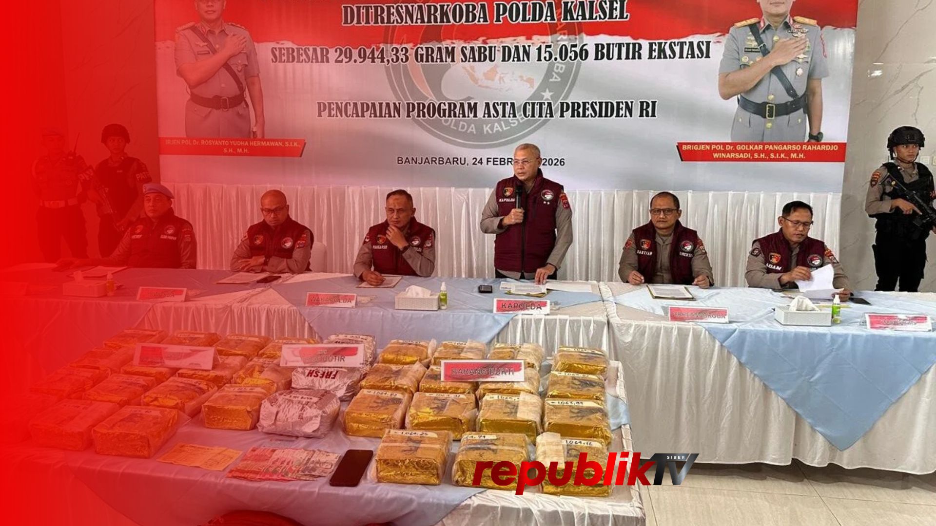 Polda Kalsel Sikat 30 Kilogram Sabu-sabu dan Belasan Ribu Ekstasi Jaringan Fredy Pratama